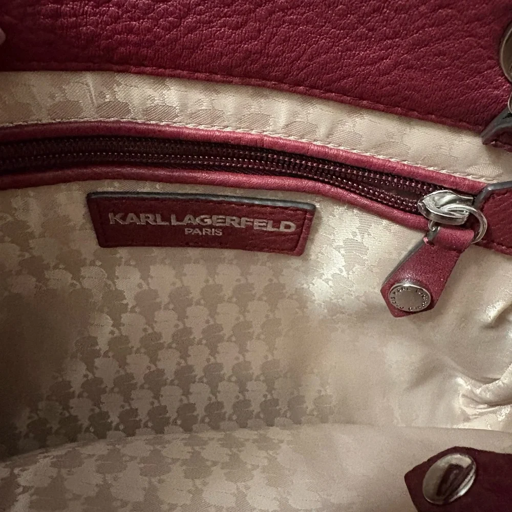 Karl Lagerfeld Deep Red Chevron Shoulder Bag